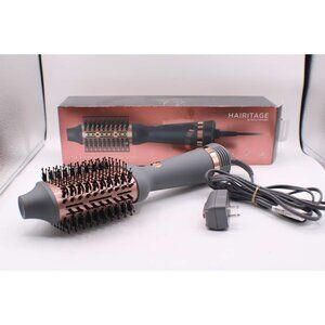HAIRITAGE 2-in-1 One Step Hair Dryer Brush Volumizing Rose Gold Grey New